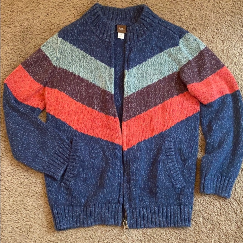 Kids Tea Collection Chevron Zip Up Sweater M 6-7